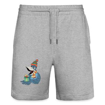 Weihnachten  - Stanley/Stella Unisex Bio Joggingshorts Trainer  - Grau meliert - Vorne - Nik (191cm) & Marisol (170cm)