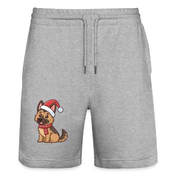 Puppy Shepherd Weihnachtshut Rot - Stanley/Stella Unisex Bio Joggingshorts Trainer  - Grau meliert - Vorne - Nik (191cm) & Marisol (170cm)
