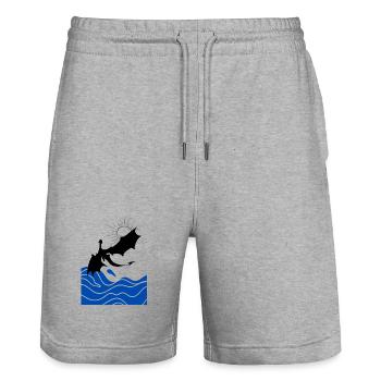 Dragon One - Stanley/Stella Unisex Bio Joggingshorts Trainer  - Grau meliert - Vorne - Nik (191cm) & Marisol (170cm)