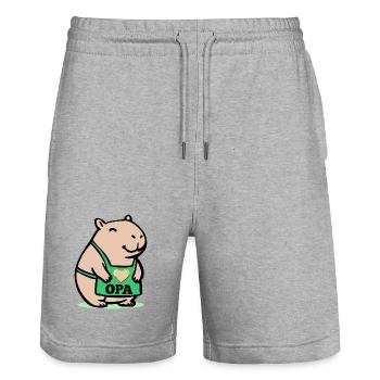 OPA CAPYBARA KOCH - Stanley/Stella Unisex Bio Joggingshorts Trainer  - Grau meliert - Vorne - Nik (191cm) & Marisol (170cm)