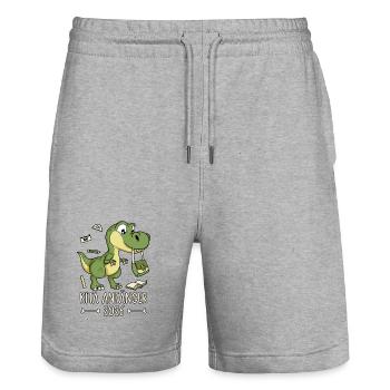 Kita Beginner 2026 Dinosaur - Stanley/Stella Trainer Unisex Organic Jogging Shorts - heather grey - Front - Nik (191cm) & Marisol (170cm)