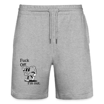 Happy Brain Peace Vibes - Stanley/Stella Trainer Unisex Organic Jogging Shorts - heather grey - Front - Nik (191cm) & Marisol (170cm)