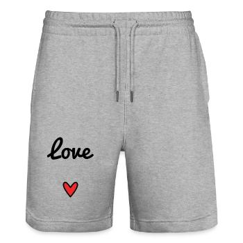 VALENTINSTAG. HERZ. ICH LIEBE DICH. ICH LIEBE DICH - Stanley/Stella Unisex Bio Joggingshorts Trainer  - Grau meliert - Vorne - Nik (191cm) & Marisol (170cm)