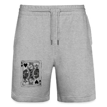 Herz König Pferd - Reiten Spielkarte Geschenk - Stanley/Stella Unisex Bio Joggingshorts Trainer  - Grau meliert - Vorne - Nik (191cm) & Marisol (170cm)