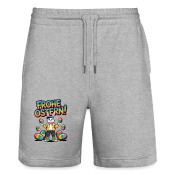 Fröhliche Ostern Bunny Farben - Stanley/Stella Unisex Bio Joggingshorts Trainer  - Grau meliert - Vorne - Nik (191cm) & Marisol (170cm)