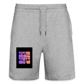 Liebe dich - Stanley/Stella Unisex Bio Joggingshorts Trainer  - Grau meliert - Vorne - Nik (191cm) & Marisol (170cm)