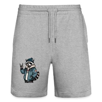 Cool raccoon - Stanley/Stella Trainer Unisex Organic Jogging Shorts - heather grey - Front - Nik (191cm) & Marisol (170cm)