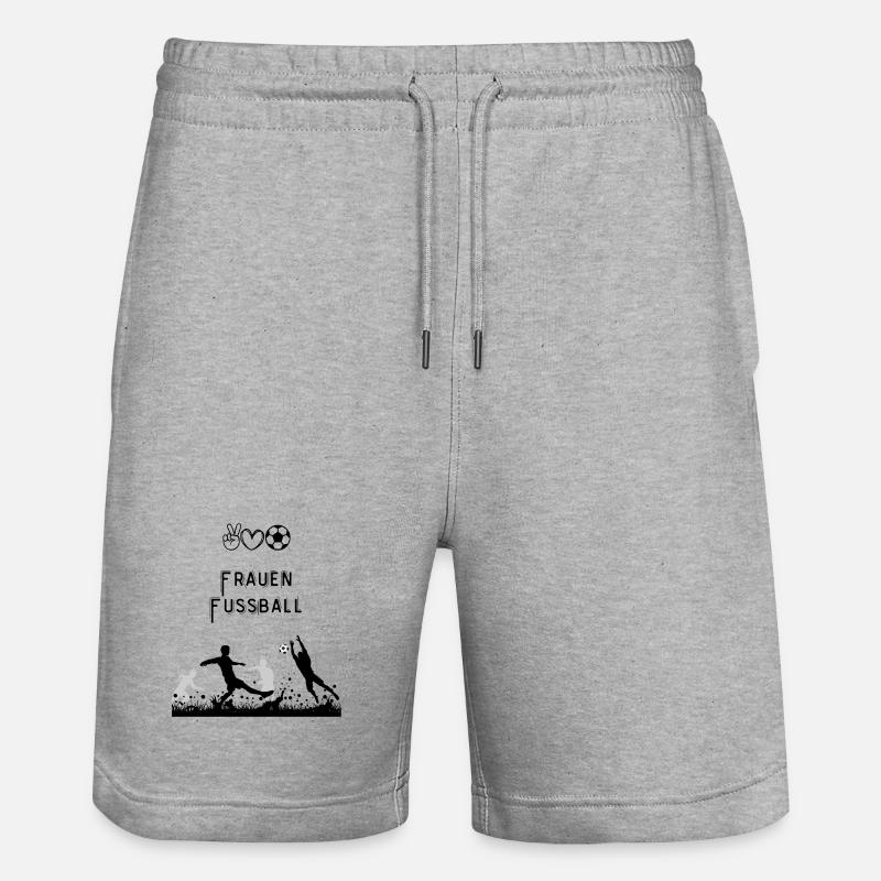 Fußballsilhouette vor dem Tor - Stanley/Stella Unisex Bio Joggingshorts Trainer  - Grau meliert