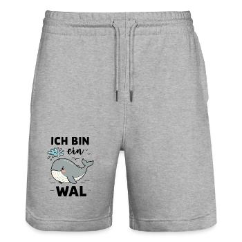 Wal Kostüm Süßes Meerestier Unterwasser Karneval  - Stanley/Stella Unisex Bio Joggingshorts Trainer  - Grau meliert - Vorne - Nik (191cm) & Marisol (170cm)