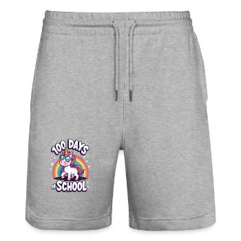 100th Day Of School 100 Day Of School Kids - Stanley/Stella Trainer Unisex Organic Jogging Shorts - heather grey - Front - Nik (191cm) & Marisol (170cm)