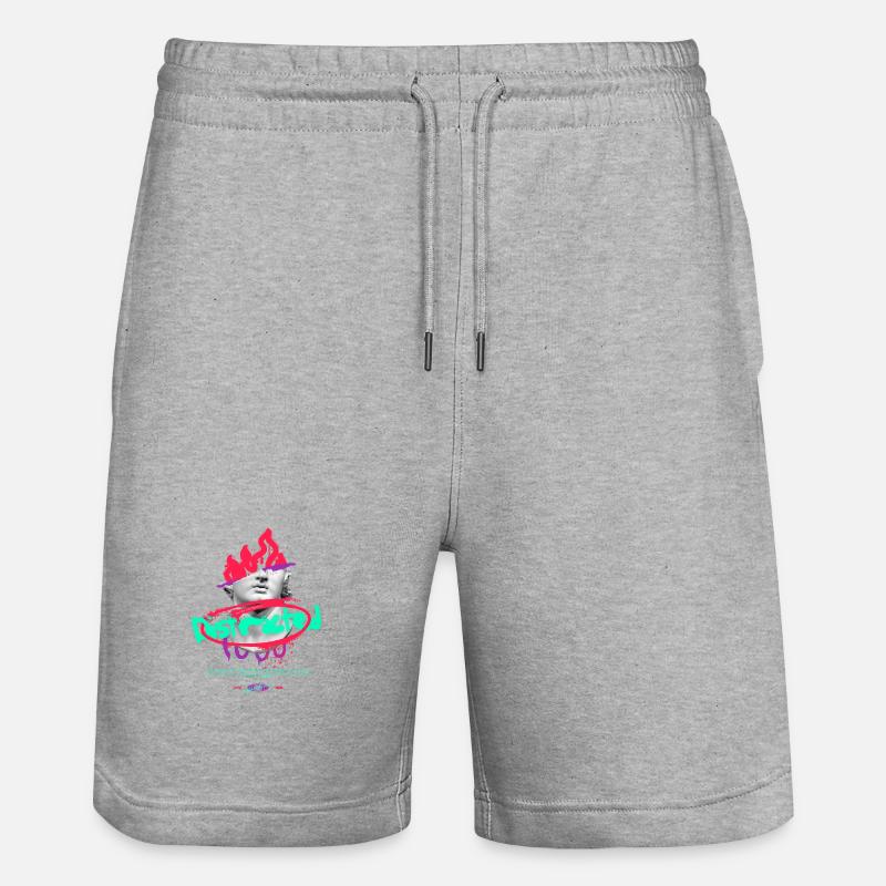 Collage de bustes graffitis au néon - Short de jogging bio TRAINER Stanley/Stella unisexe - gris chiné