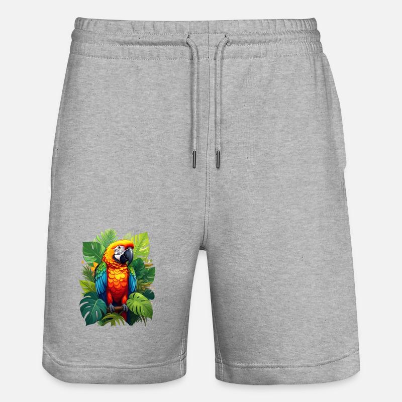Perroquet dans la jungle - Short de jogging bio TRAINER Stanley/Stella unisexe - gris chiné