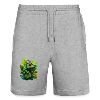 caméléon - Short de jogging bio TRAINER Stanley/Stella unisexe - gris chiné - Devant - Nik (191cm) & Marisol (170cm)