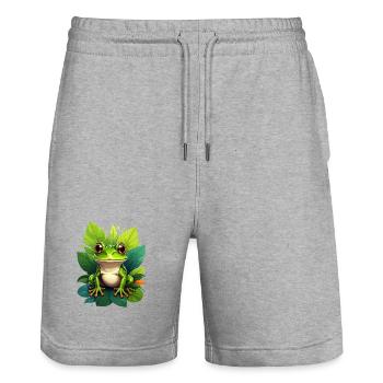 Grenouille - Short de jogging bio TRAINER Stanley/Stella unisexe - gris chiné - Devant - Nik (191cm) & Marisol (170cm)