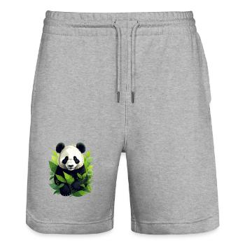 Panda - Short de jogging bio TRAINER Stanley/Stella unisexe - gris chiné - Devant - Nik (191cm) & Marisol (170cm)
