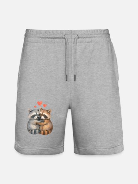 Kuschelhafte Waschbären Umarmung - Stanley/Stella Unisex Bio Joggingshorts Trainer - Grau meliert