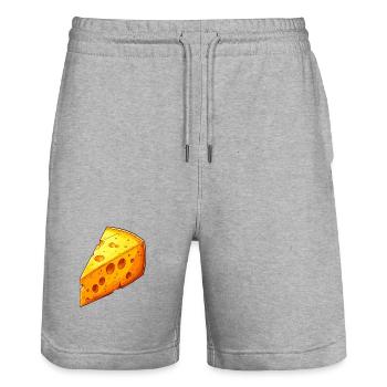 Cheese - Stanley/Stella Trainer Unisex Organic Jogging Shorts - heather grey - Front - Nik (191cm) & Marisol (170cm)