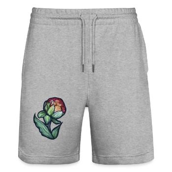 Floraison de pivoine aquarelle - Short de jogging bio TRAINER Stanley/Stella unisexe - gris chiné - Devant - Nik (191cm) & Marisol (170cm)