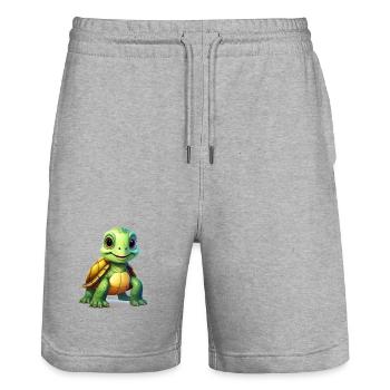 Turtle - Stanley/Stella Trainer Unisex Organic Jogging Shorts - heather grey - Front - Nik (191cm) & Marisol (170cm)