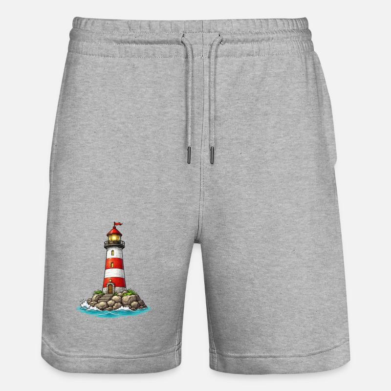 Faro con strisce rosse - Pantaloncini da jogger ecologici unisex Trainer di Stanley/Stella - grigio melange