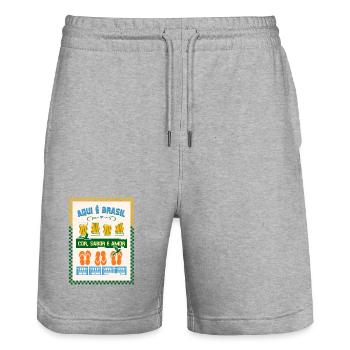 Aqui é Brasil: Cor Sabor Amor - Stanley/Stella Trainer Unisex Organic Jogging Shorts - heather grey - Front - Nik (191cm) & Marisol (170cm)