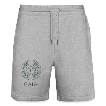 Gaïa - Mère Nature - Arbre de Vie - Short de jogging bio TRAINER Stanley/Stella unisexe - gris chiné - Devant - Nik (191cm) & Marisol (170cm)