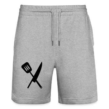 Chef - Kitchen - Cook - Stanley/Stella Trainer Unisex Organic Jogging Shorts - heather grey - Front - Nik (191cm) & Marisol (170cm)