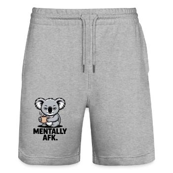 Koala AFK Kaffee - Stanley/Stella Unisex Bio Joggingshorts Trainer  - Grau meliert - Vorne - Nik (191cm) & Marisol (170cm)