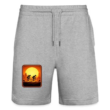 cyclists sunset - Stanley/Stella Unisex Bio Joggingshorts Trainer  - Grau meliert - Vorne - Nik (191cm) & Marisol (170cm)