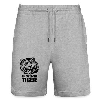 Ein schwedischer Tiger - Stanley/Stella Unisex Bio Joggingshorts Trainer  - Grau meliert - Vorne - Nik (191cm) & Marisol (170cm)