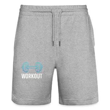 Neon Workout Dumbbells - Stanley/Stella Trainer Unisex Organic Jogging Shorts - heather grey - Front - Nik (191cm) & Marisol (170cm)