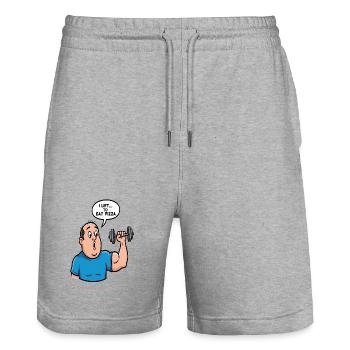 Pizza Lift Cartoon-Tee - Stanley/Stella Unisex Bio Joggingshorts Trainer  - Grau meliert - Vorne - Nik (191cm) & Marisol (170cm)