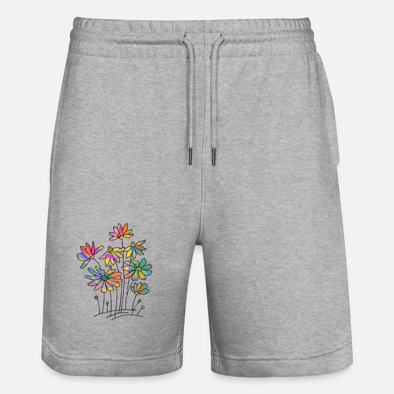 Blumen - Stanley/Stella Unisex Bio Joggingshorts Trainer  - Grau meliert