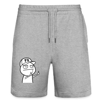 FU Meme with baseball cap (colors can be changed) - Stanley/Stella Trainer Unisex Organic Jogging Shorts - heather grey - Front - Nik (191cm) & Marisol (170cm)