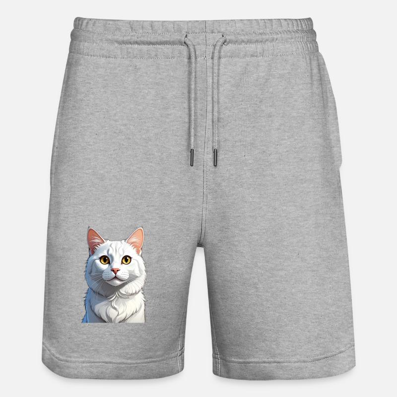 Chat blanc - Short de jogging bio TRAINER Stanley/Stella unisexe - gris chiné