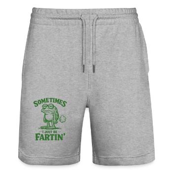 Parfois, je suis juste une grenouille qui pète. - Short de jogging bio TRAINER Stanley/Stella unisexe - gris chiné - Devant - Nik (191cm) & Marisol (170cm)