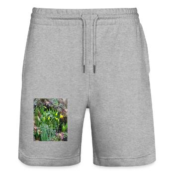 EC Flowers I Daffodil I Gift I Spring - Stanley/Stella Trainer Unisex Organic Jogging Shorts - heather grey - Front - Nik (191cm) & Marisol (170cm)