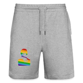 Prends-moi dans tes bras - Short de jogging bio TRAINER Stanley/Stella unisexe - gris chiné - Devant - Nik (191cm) & Marisol (170cm)