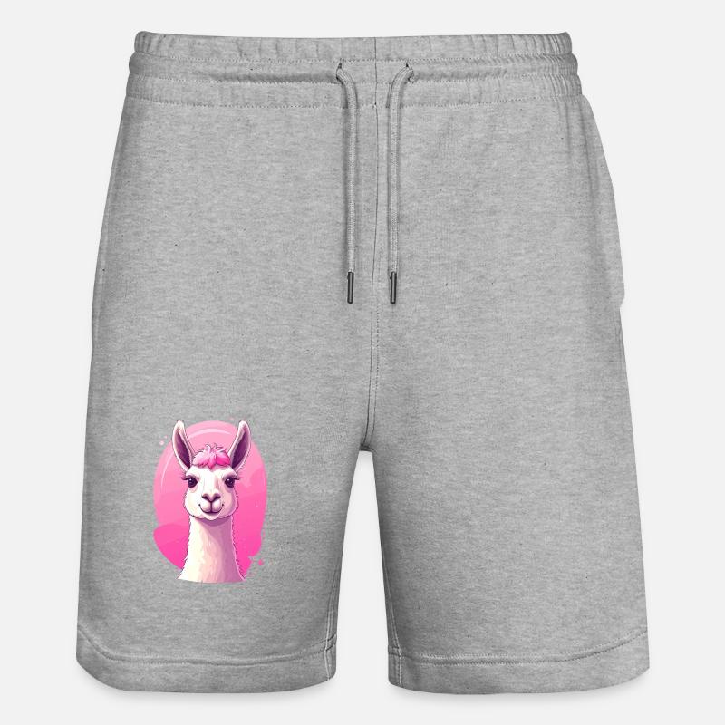 Lama / Alpaga devant le rose - Short de jogging bio TRAINER Stanley/Stella unisexe - gris chiné
