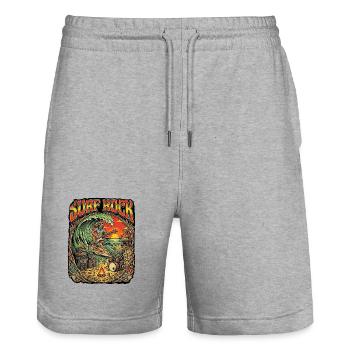 Surf Rock Beach Party - Stanley/Stella Trainer Unisex Organic Jogging Shorts - heather grey - Front - Nik (191cm) & Marisol (170cm)