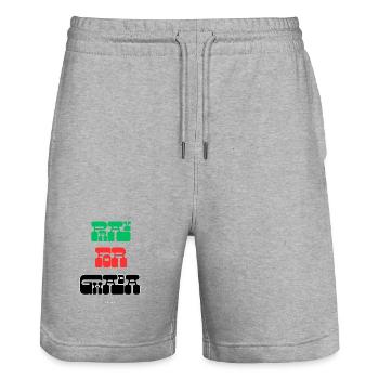 BETE FÜR GWADA - Stanley/Stella Unisex Bio Joggingshorts Trainer  - Grau meliert - Vorne - Nik (191cm) & Marisol (170cm)