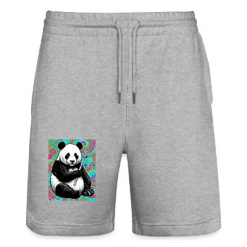 Panda - Stanley/Stella Unisex Bio Joggingshorts Trainer  - Grau meliert - Vorne - Nik (191cm) & Marisol (170cm)