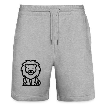 lion - Stanley/Stella Trainer Unisex Organic Jogging Shorts - heather grey - Front - Nik (191cm) & Marisol (170cm)