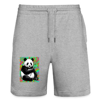 Panda - Stanley/Stella Unisex Bio Joggingshorts Trainer  - Grau meliert - Vorne - Nik (191cm) & Marisol (170cm)