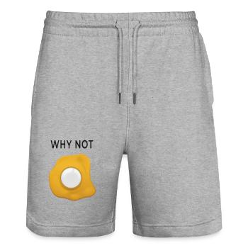 Why Not Rethinking Fried Eggs - Stanley/Stella Trainer Unisex Organic Jogging Shorts - heather grey - Front - Nik (191cm) & Marisol (170cm)