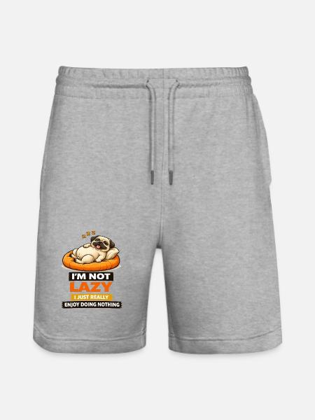 Not Lazy Just Enjoying Nothing Pug - Stanley/Stella Trainer Unisex Organic Jogging Shorts - heather grey