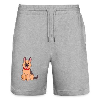 Berger allemand mignon (bande dessinée) - Short de jogging bio TRAINER Stanley/Stella unisexe - gris chiné - Devant - Nik (191cm) & Marisol (170cm)