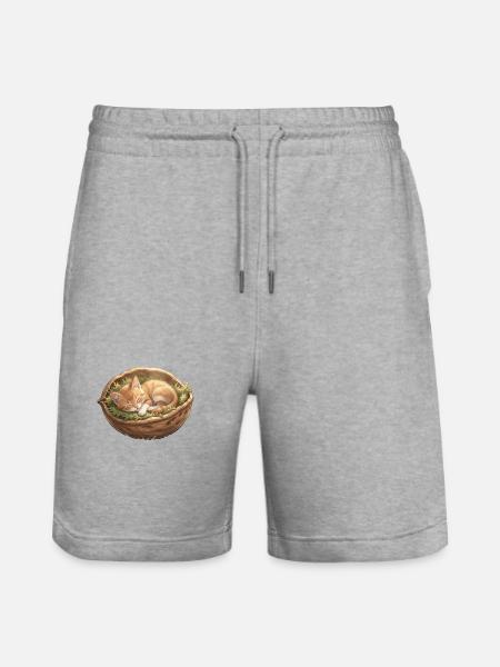 Schlummerndes Nestkätzchen - Stanley/Stella Unisex Bio Joggingshorts Trainer  - Grau meliert