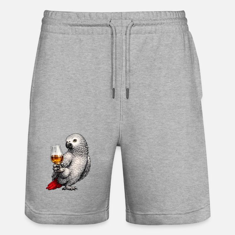 Whisky perroquet gris d’Afrique - Short de jogging bio TRAINER Stanley/Stella unisexe - gris chiné