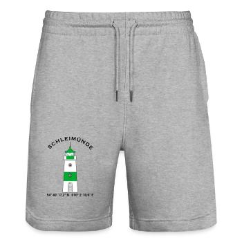 Leuchtturm Schleimünde - Maritim Nordsee Ostsee - Stanley/Stella Unisex Bio Joggingshorts Trainer  - Grau meliert - Vorne - Nik (191cm) & Marisol (170cm)
